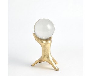 Скульптура маленькая Hands on Sphere Holder золотой лист