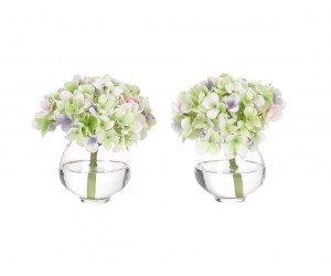 Цветы сет из 2 Hydrangea, Green Lavender в стеклянной вазе